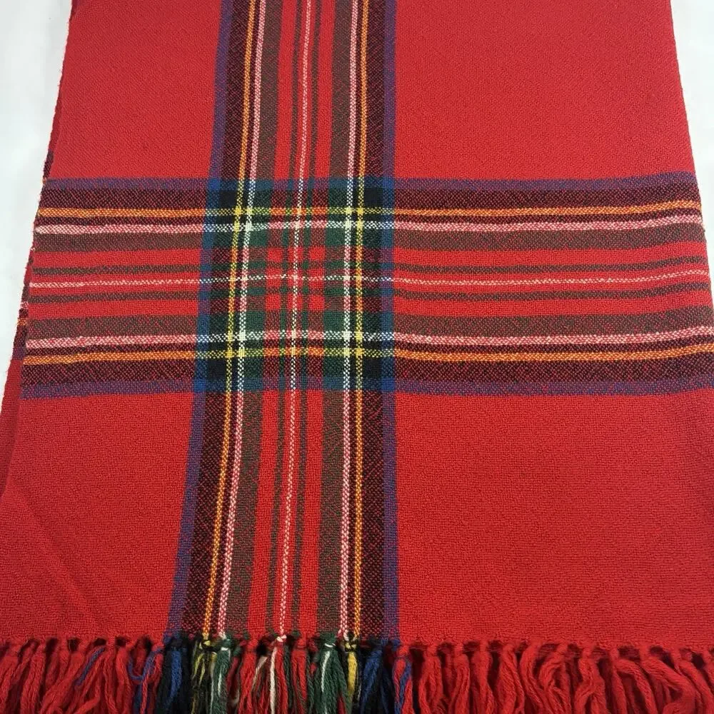 Churchill Weavers Wool Red Plaid Throw Blanket 48x60” Kentucky Governor Label